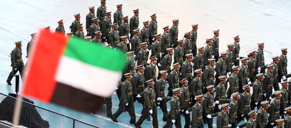 A spectator waves the Emirati flag as troops march - Sputnik Mundo