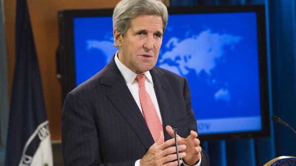 US Secretary of State John Kerry speaks during the release of the 2014 International Religious Freedom Report at the US State Department in Washington, DC, on October 14, 2015 - Sputnik Mundo