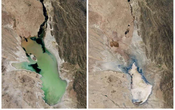 El Lago Poopó lleno de agua en abril del 2013 y desecado en enero del 2016, Bolivia El Lago Poopó lleno de agua en abril del 2013 y desecado en enero del 2016, Bolivia - Sputnik Mundo
