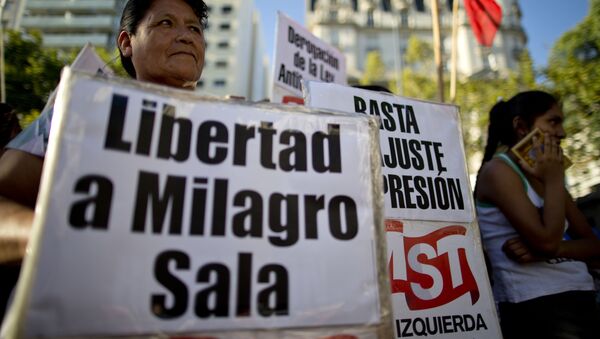 Protesta por el arresto de Milagro Sala (archivo) - Sputnik Mundo