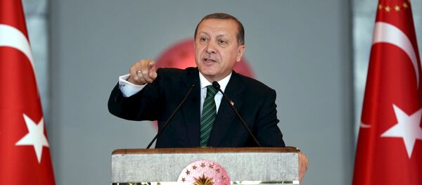 Turkish President Tayyip Erdogan makes a speech during a meeting in Ankara, Turkey February 17, 2016, - Sputnik Mundo