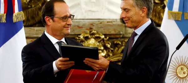 Presidente de Francia, François Hollande, y presidente de Argentina, Mauricio Macri - Sputnik Mundo