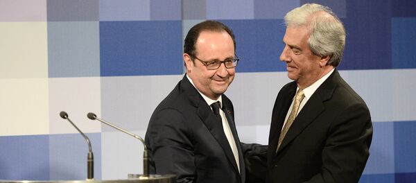 Presidente de Francia, François Hollande y presidente de Uruguay, Tabaré Vázquez - Sputnik Mundo