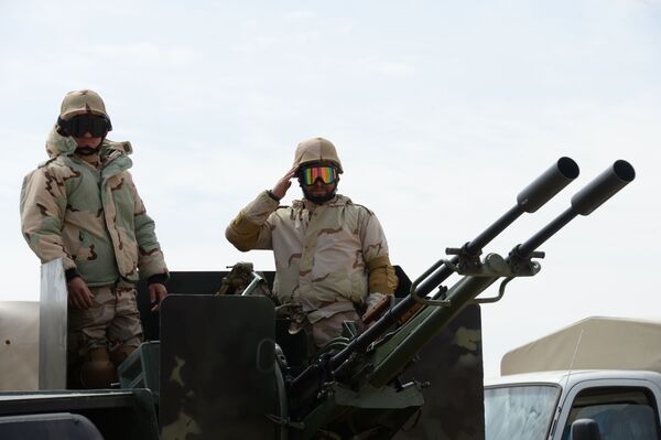 Los Halcones del desierto en la entrada de Palmira - Sputnik Mundo