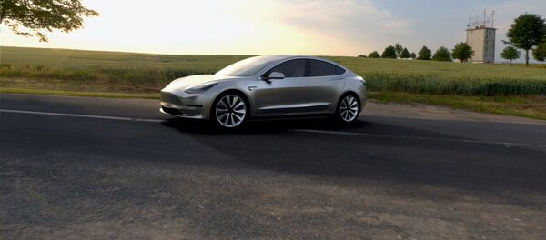 A Tesla Motors mass-market Model 3 electric car is seen in this handout picture from Tesla Motors - Sputnik Mundo