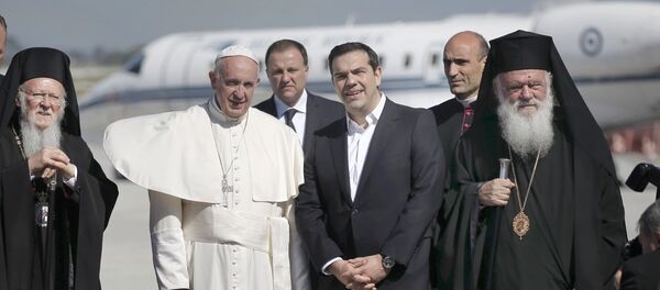 Papa Francisco llega a Lesbos Papa Francisco llega a Lesbos - Sputnik Mundo