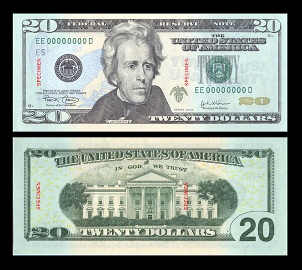 Billete de 20 dólares con imagen del séptimo presidente estadounidense Andrew Jackson. - Sputnik Mundo