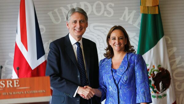 Philip Hammond, canciller de Reino Unido, y Claudia Ruiz Massieu, canciller de México - Sputnik Mundo