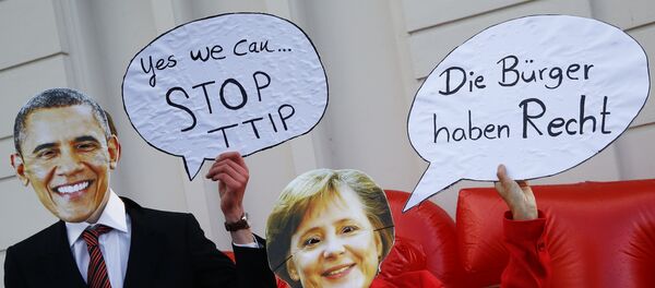 Una protesta contra TTIP en Hanover, Alemania - Sputnik Mundo