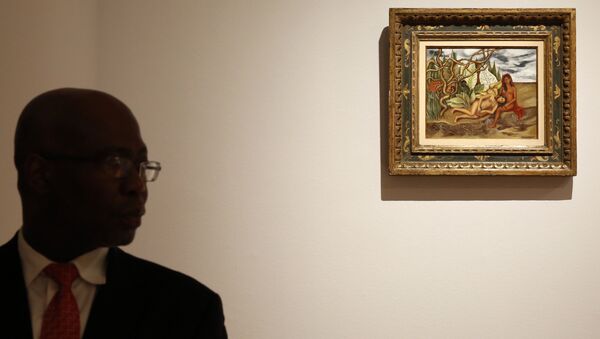 El cuadro Dos desnudos en el bosque (La tierra misma) en la casa de subastas Christie's de Nueva York - Sputnik Mundo