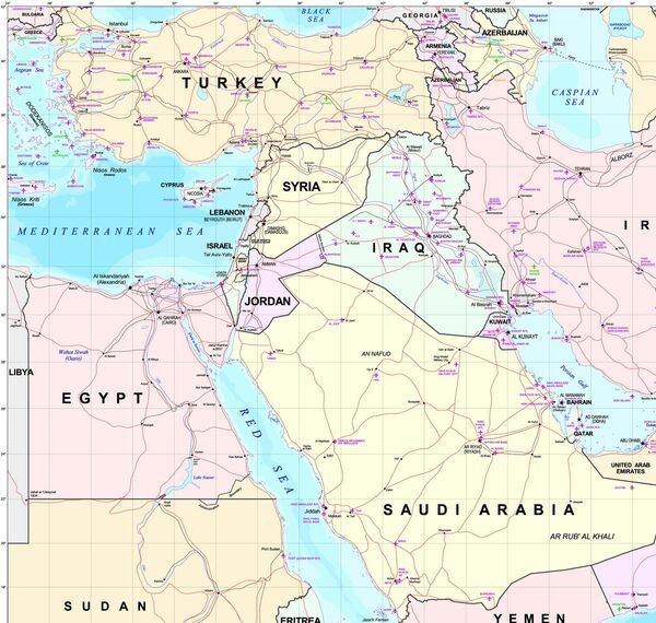 El mapa del Oriente Medio El mapa del Oriente Medio - Sputnik Mundo