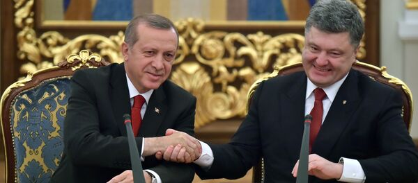 Presidente deTurquía, Recep Tayyip Erdogan y presidente de Ucrania, Petró Poroshenko - Sputnik Mundo