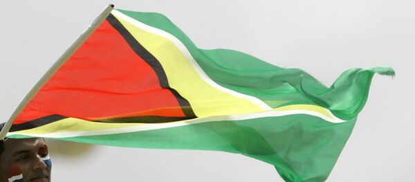 A cricket fan waves Guyana's flag during the third day of the first cricket Test match between the West Indies and Sri Lanka at the Guyana National Stadium in Providence, Monday, March 24, 2008. - Sputnik Mundo