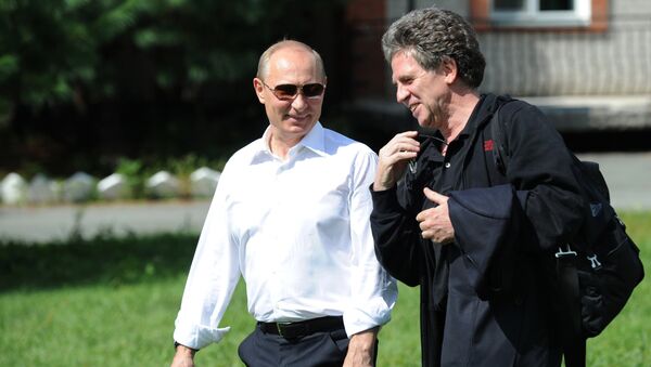 El periodista alemán Hubert Seipel con el presidente ruso Vladímir Putin (archivo) - Sputnik Mundo