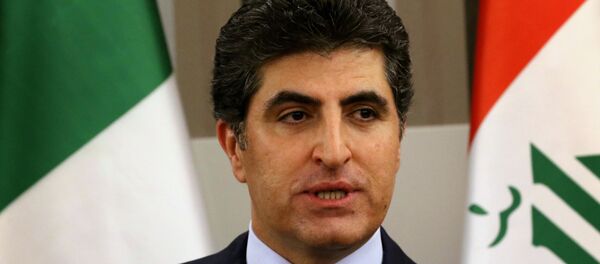 Nechirvan Barzani, Prime Minister of Iraq's autonomous Kurdish region gives a speech during the opening ceremony of the Italian Consulate in Arbil, the capital of the autonomous Kurdish region of northern Iraq, on December 22, 2015 - Sputnik Mundo