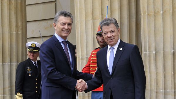 Presidente de Argentina, Mauricio Macri y presidente de Colombia, Juan Manuel Santos - Sputnik Mundo