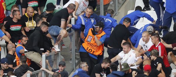 Hinchas antes del partido Hungría — Islandia - Sputnik Mundo