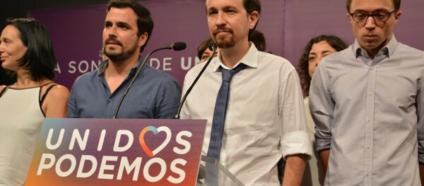 Los representantes del partido Unidos Podemos en su sede en Madrid - Sputnik Mundo