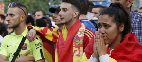 Hinchas españoles durante el partido con Italia - Sputnik Mundo