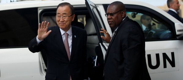 Ban Ki-moon, secretario general de la ONU, visita a la franja de Gaza - Sputnik Mundo