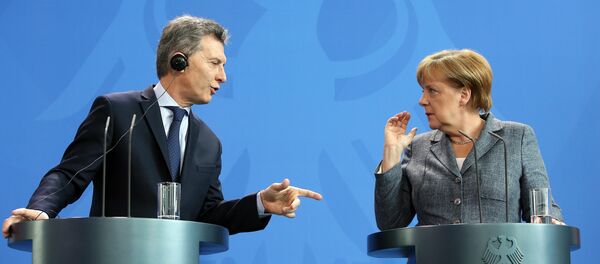 Presidente argentino, Mauricio Macri y canciller alemana, Angela Merkel Presidente argentino, Mauricio Macri y canciller alemana, Angela Merkel - Sputnik Mundo
