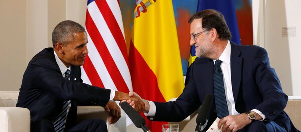 El presidente de EEUU Barack Obama y el jefe del Ejecutivo en funciones, Mariano Rajoy, durante reunión en el palacio de Moncloa - Sputnik Mundo