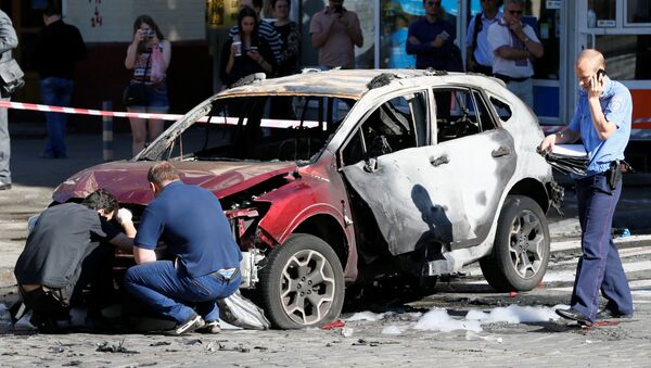 El coche del periodista ruso Pável Sheremet - Sputnik Mundo