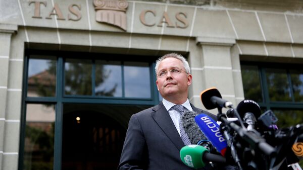 Court of Arbitration for Sports (CAS) Secretary General Matthieu Reeb speaks to journalists about the final decision in the case between the Russian Olympic Committee (ROC), 68 Russian athletes and the International Association of Athletics Federations (IAAF) over their participation in the Rio Olympic Games, in Lausanne, Switzerland, July 21, 2016 - Sputnik Mundo