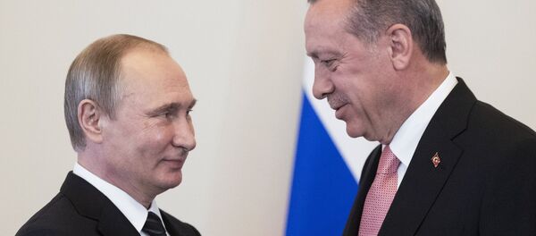 La reúnion entre los presidentes Putin y Erdogan en San Petersburgo - Sputnik Mundo