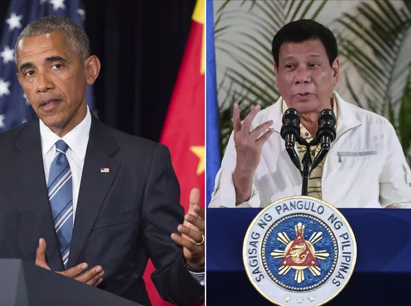 Presidente de EEUU, Barack Obama, y su homólogo filipino, Rodrigo Duterte Presidente de EEUU, Barack Obama, y su homólogo filipino, Rodrigo Duterte - Sputnik Mundo
