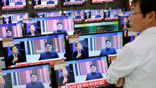 Las noticias en televisión sobre los ensayos nucleares de Corea del Norte Las noticias en televisión sobre los ensayos nucleares de Corea del Norte - Sputnik Mundo