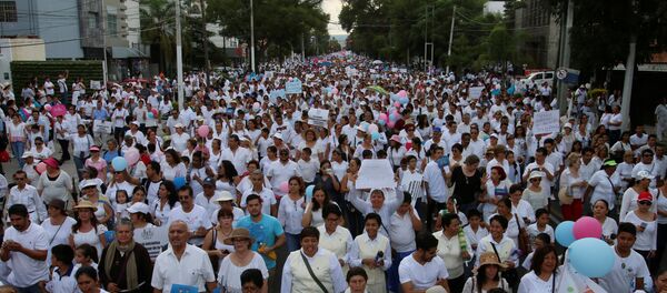 Una manifestación contra la iniciativa del presidente mexicano, Enrique Peña Nieto, sobre los matrimonios homosexuales en Guadalajara, el 11 de septiembre - Sputnik Mundo