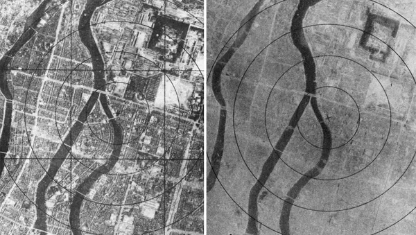 La ciudad de Hiroshima antes y después del bombardeo, 6 de agosto de 1945