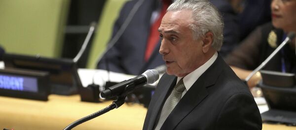 Michel Temer, presidente brasileño, en la reunión de alto nivel sobre refugiados y migrantes en la sede de la ONU en Nueva York - Sputnik Mundo