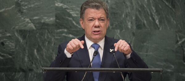 El presidente de Colombia, Juan Manuel Santos, durante su discurso en la Asamblea General de la ONU - Sputnik Mundo