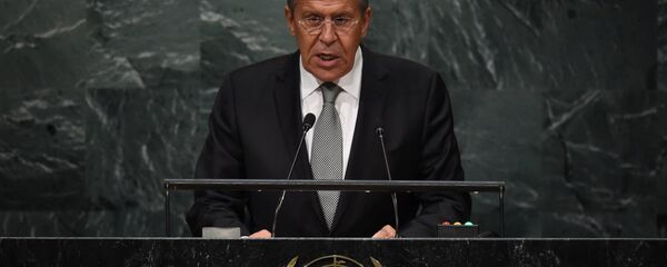 Serguéi Lavrov, ministro de Exteriores de Rusia durante el discurso en la 71 Asamblea General de la ONU - Sputnik Mundo