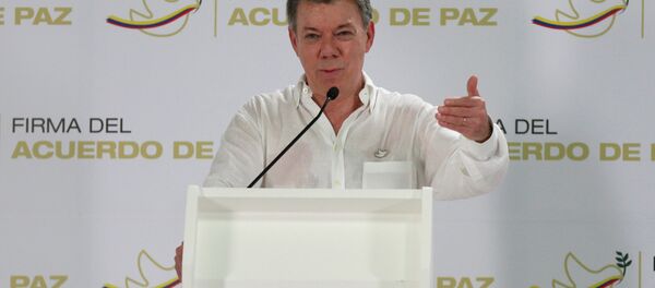 Juan Manuel Santos, presidente de Colombia, durante una conferencia de prensa el 25 de septiembre de 2016, en Cartagena - Sputnik Mundo