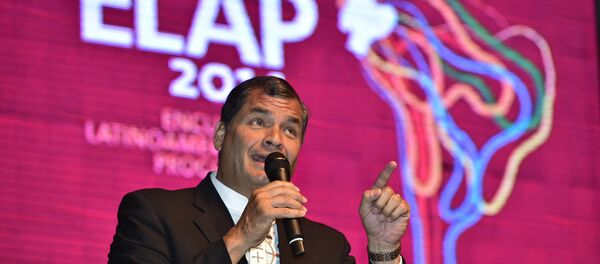 El presidente ecuatoriano, Rafael Correa, inaugura el Encuentro Latinoamericano Progresista (archivo) - Sputnik Mundo