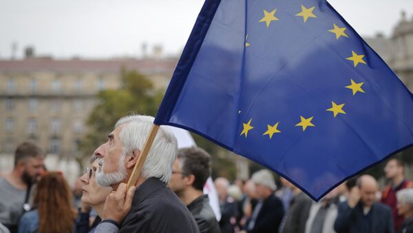 Protesta contra la política antinmigrante en Hungría, 2 de octubre de 2016 - Sputnik Mundo