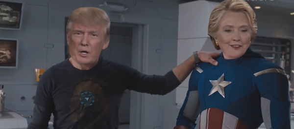 Iron Trump y Capitán Clinton en el paródico trailer para la Guerra Incivil (captura de pantalla) - Sputnik Mundo
