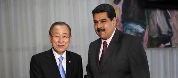 El secretario general de la ONU, Ban Ki-moon, y el presidente de Venezuela, Nicolás Maduro - Sputnik Mundo