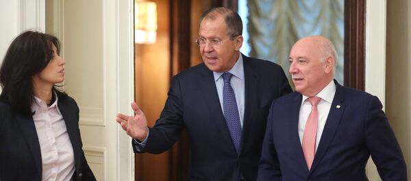 El ministro ruso de Exteriores, Serguéi Lavrov, y su par paraguayo, Eladio Loizaga Caballero - Sputnik Mundo