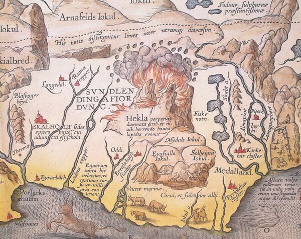 Volcán Hekla en el mapa de Islandia de Abraham Ortelius, 1585 - Sputnik Mundo