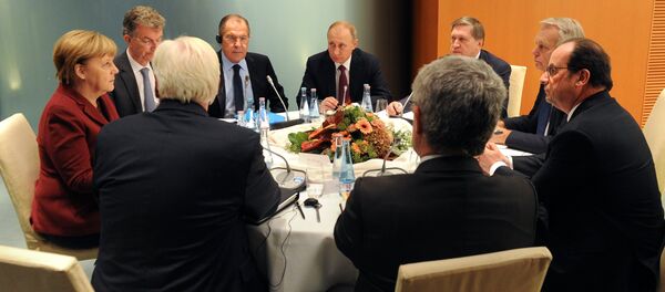 Los líderes de Rusia, Alemania y Francia en Berlín - Sputnik Mundo