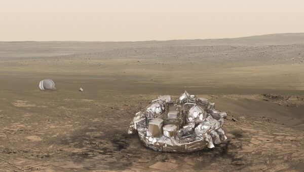 An illustration released by the European Space Agency (ESA) shows the Schiaparelli EDM lander - Sputnik Mundo