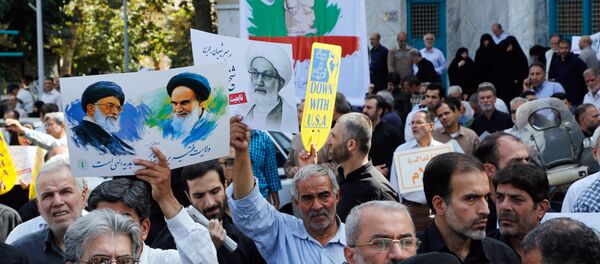 Iraníes en una manifestación contra Arabia en la capital Teherán el 9 de septiembre de 2016. - Sputnik Mundo