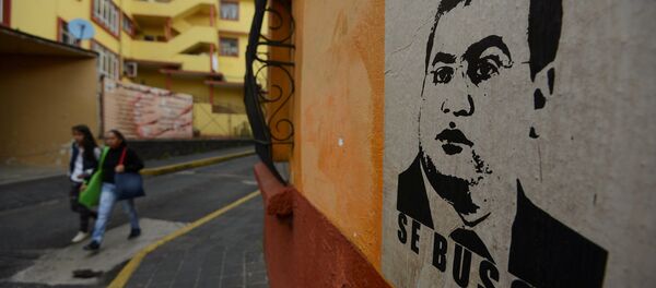 Pancarta con la imagen de Javier Duarte - Sputnik Mundo