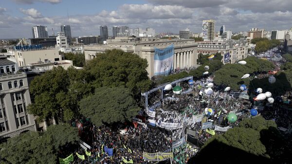 Protesta de trabajadores en Buenos Aires, Argentina (archivo) - Sputnik Mundo