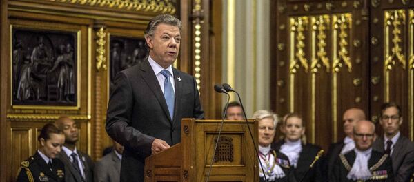 Juan Manuel Santos, el presidente de Colombia, da su discurso ante el Parlamento Británico - Sputnik Mundo