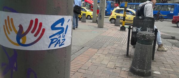 Un cartel diciendo Sí a la paz en Colombia - Sputnik Mundo